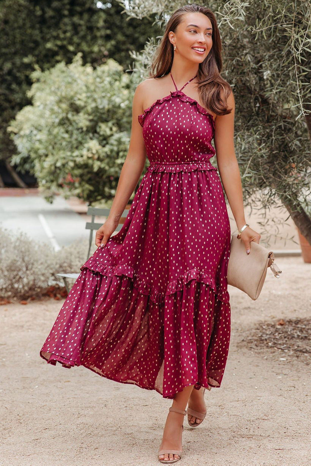 Red Polka Dot Long Dress